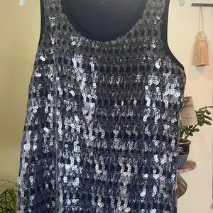 Coldwater Creek Mirror Sequin Shell Top Blue NWT